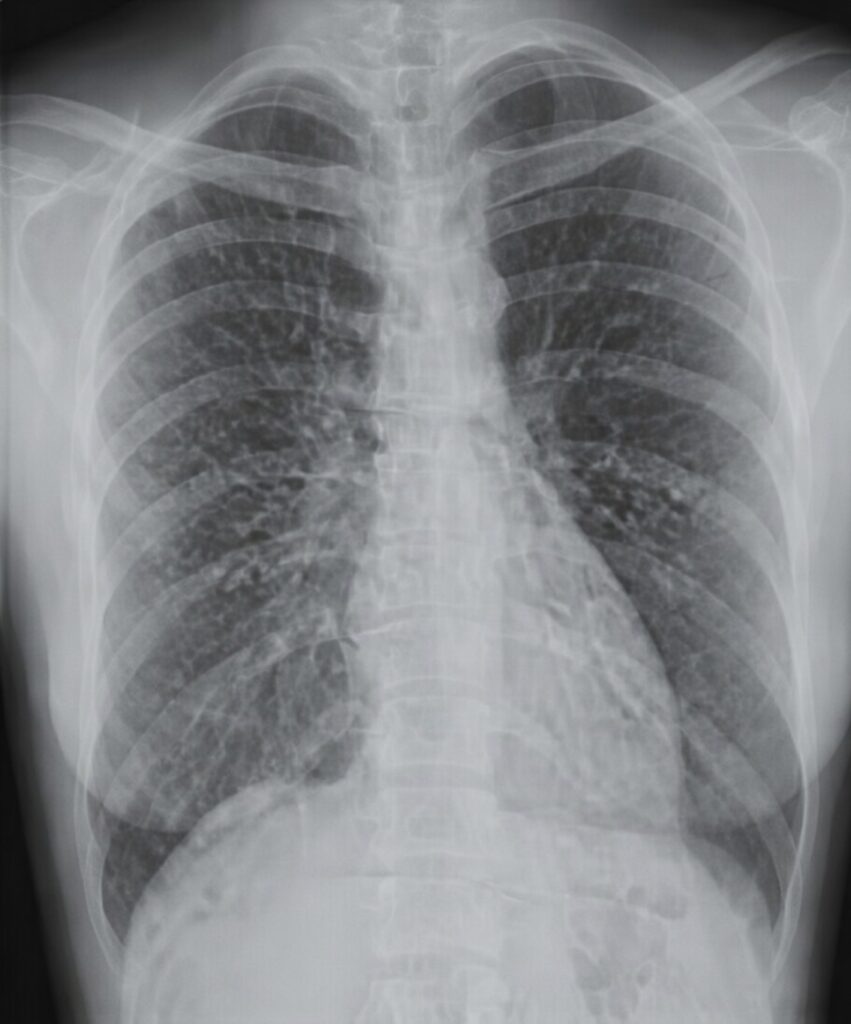 Identificación de la anatomía pulmonar normal en la radiografía frontal de tórax