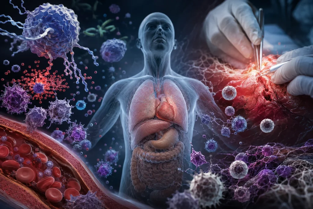 La respuesta inflamatoria frente a la lesión tisular, la infección y el estrés sistémico.
