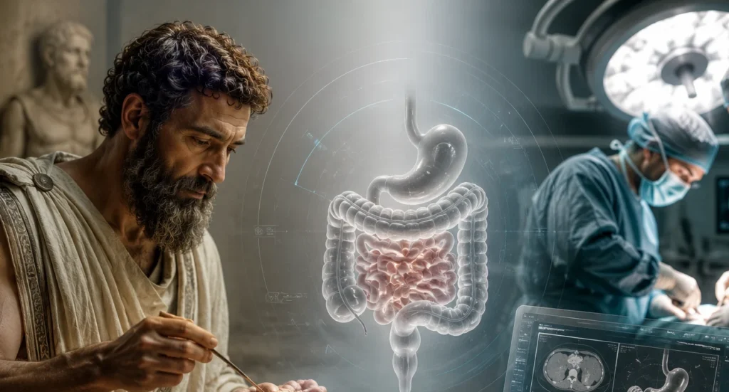 La contribución de Praxágoras y el origen del tratamiento quirúrgico de la oclusión intestinal.